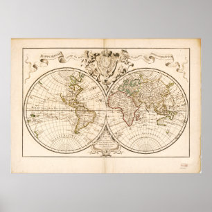 Mappemonde a l'usage du roy (World Map from 1720) Poster