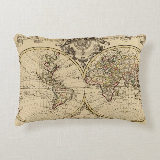 Mappemonde Decorative Pillow (Front)