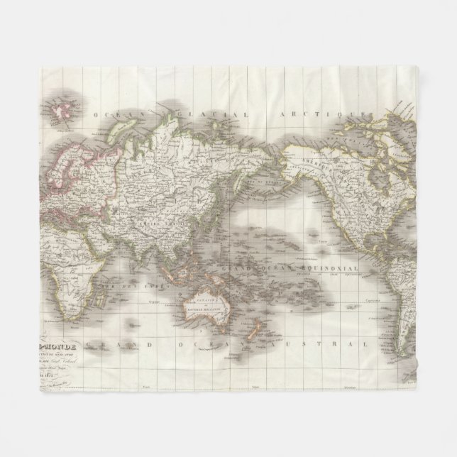 Mappemonde - Globe map Fleece Blanket (Front (Horizontal))