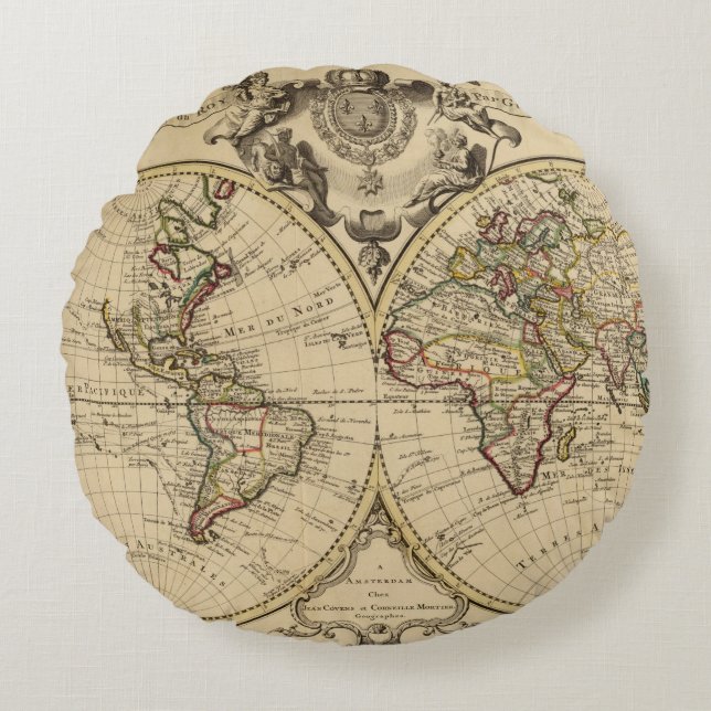 Mappemonde Round Pillow (Front)