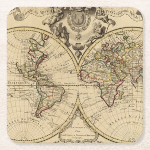 Mappemonde Square Paper Coaster