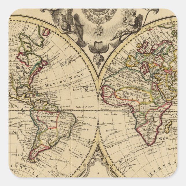 Mappemonde Square Sticker (Front)