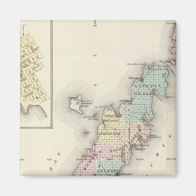 Maps of Door County, Sturgeon Bay and Jenny Magnet (Front)