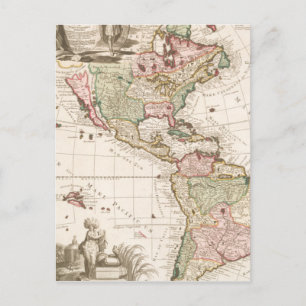Maps of North and South America (1680-1742) Postcard