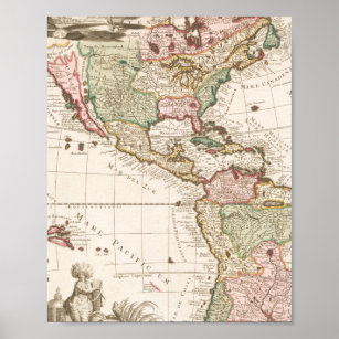 Maps of North and South America (1680-1742) Poster