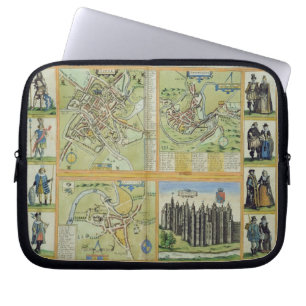 Maps of York, Shrewsbury, Lancaster, and Richmond, Laptop Sleeve