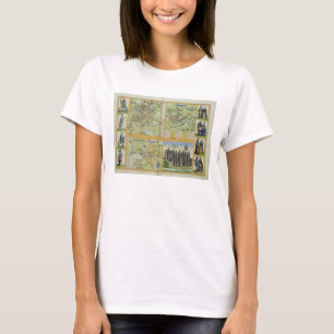 Maps of York, Shrewsbury, Lancaster, and Richmond, T-Shirt