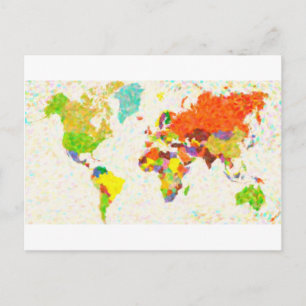 maps pointilism World Map Postcard