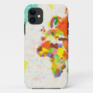 maps pointilism World Map with leaves iPhone 11 Case
