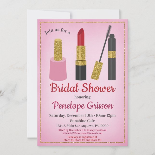 Maquillage Cosmétique Douche nuptiale Invitation B (Devant)