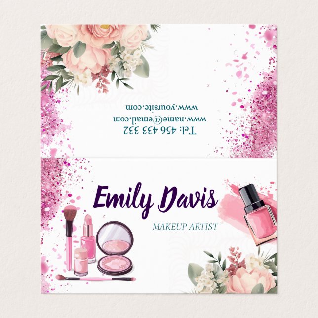 maquillage design carte de visite avec parties sci (Extérieur déplié)