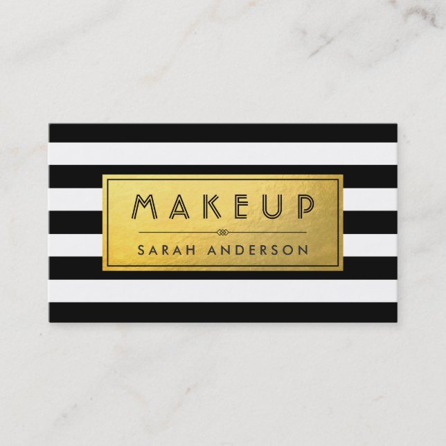 Maquillage moderne - Étiquette d'or et bandes blan (Devant)