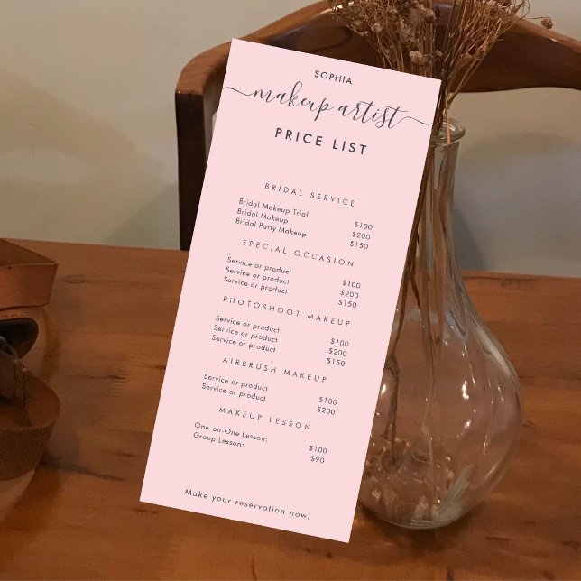 Maquillage moderne simple Liste de prix de l'artis (Créateur téléchargé)