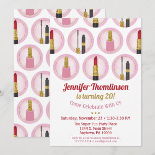 Maquillage rose Cosmétique Anniversaire Invitation