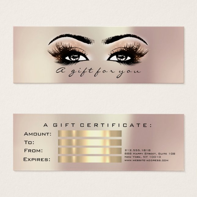 Maquillage Rose de certificat cadeau Gold Lashes (Devant & derrière)
