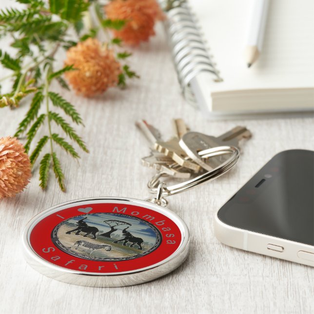 Mara Trumpet Glory African Elephant Zebra Oil Pain Keychain (Side)