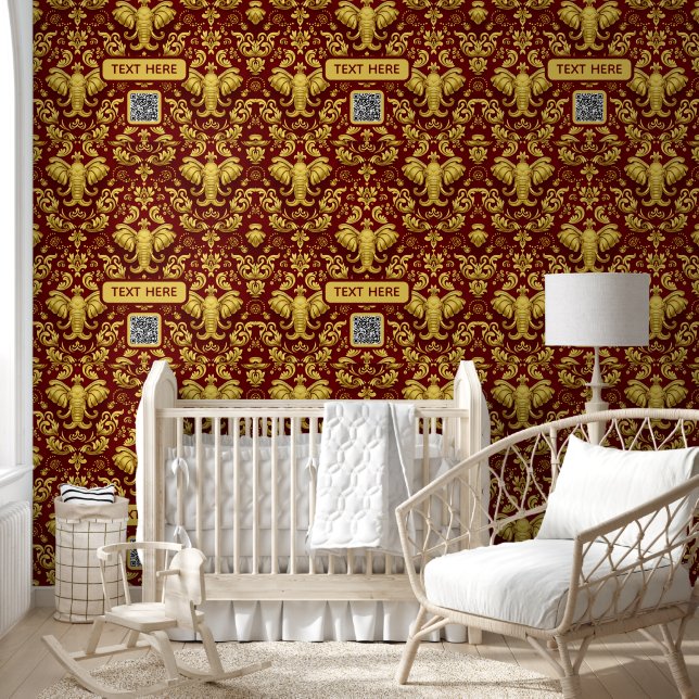 Mara Trumpeting Glory: Crimson & Gold Regal Elepha Wallpaper (Kids)