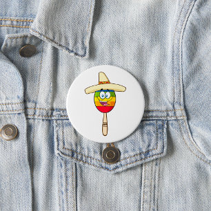 Maraca with Sombrero Colorful Fiesta 3 Inch Round Button