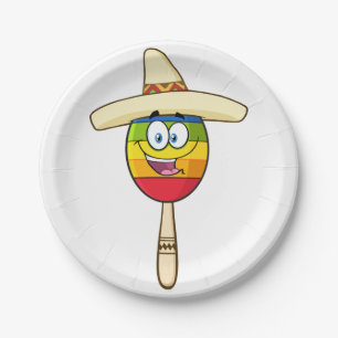 Maraca with Sombrero Colourful Fiesta Paper Plate