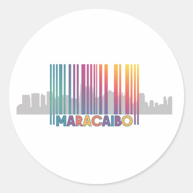 Maracaibo City Barcode Art Latin Pride Classic Round Sticker (Front)