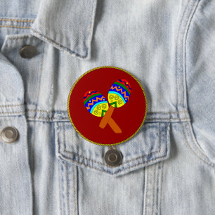 Maracas, colourful design, 3 inch round button