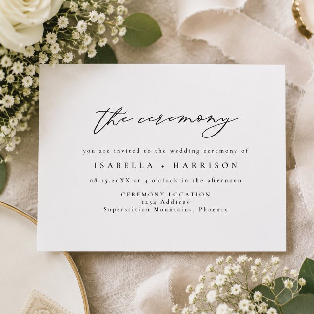 MARAH Elegant Minimalist Wedding Ceremony Insert Invitation (Creator Uploaded)
