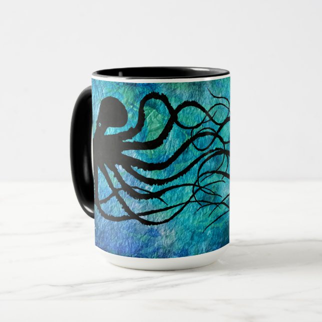 Maranda's Octopus On Aqua  - 15 oz Combo Mug (Front Left)