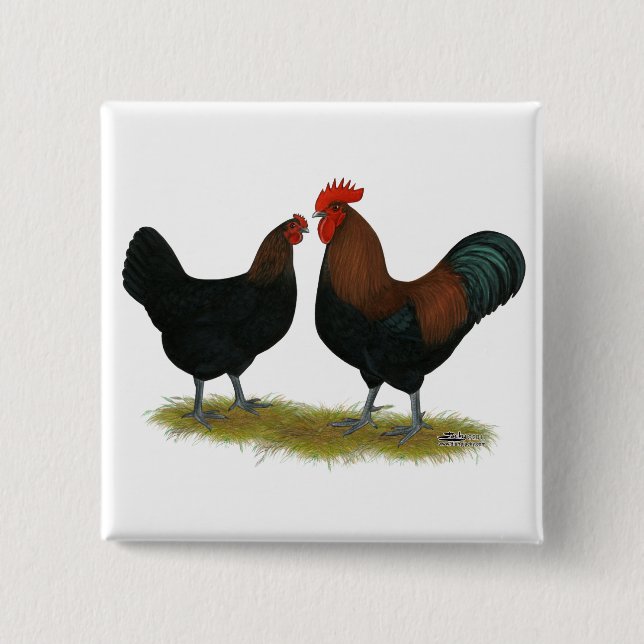 Marans Black Copper 2 Inch Square Button (Front)
