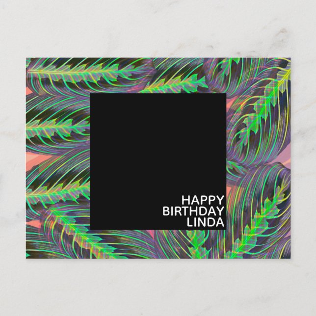 Maranta Plant Pattern Illustration Leaf Birthday  Postcard (Front)