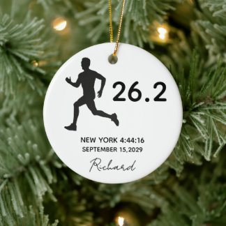 Marathon 26.2 Male Runner Custom Name Ceramic Ornament