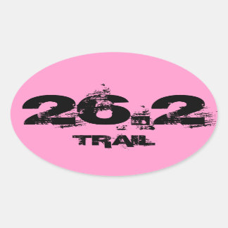 Marathon 26.2 Trail Oval Decal Black On Pink Oval Sticker