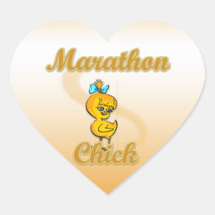 Marathon Chick Heart Sticker