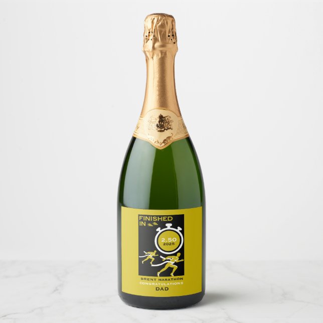 Marathon Event Finisher Gift Sparkling Wine Label (Front)