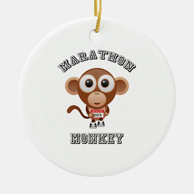 Marathon MOnkey Ceramic Ornament (Front)