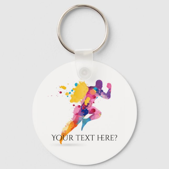 Marathon Motivation Sport Running Jogging Fitness  Keychain (Front)