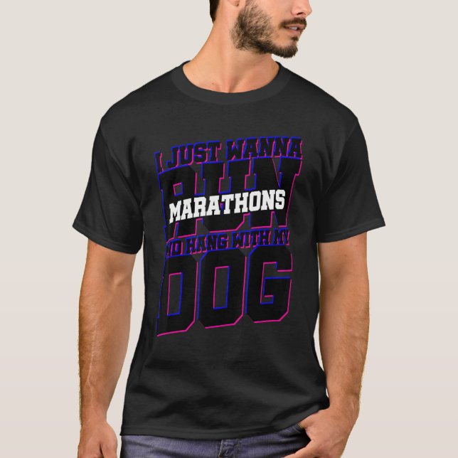 Marathon Runner Dog Lover Funny Running Cute Race T-Shirt (Front)