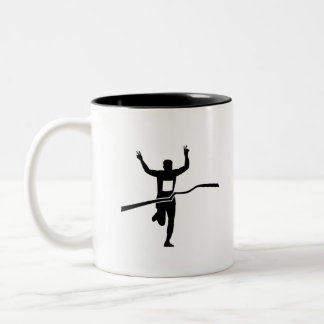 Marathon Runner Finishing Race Silhouette Two-Tone Coffee Mug