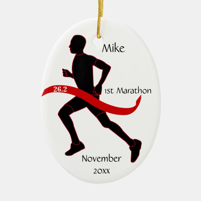 Marathon Runner Ornament - Male red (Front)