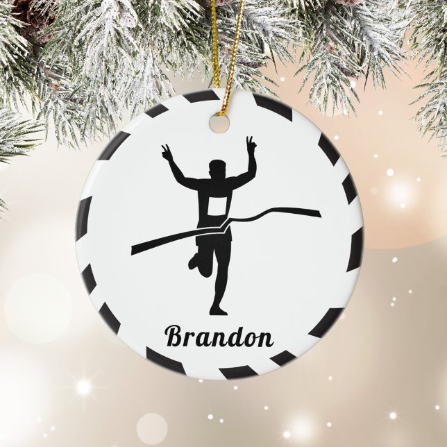 Marathon Runner Track Cross Country Running Name  Ceramic Ornament (Creator Uploaded)