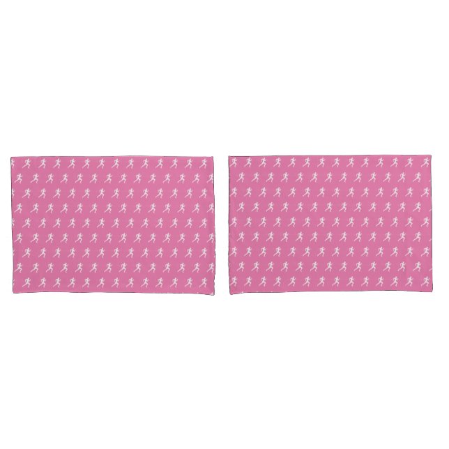 Marathon Runners on Pink Background Pillowcase (Front-Set)