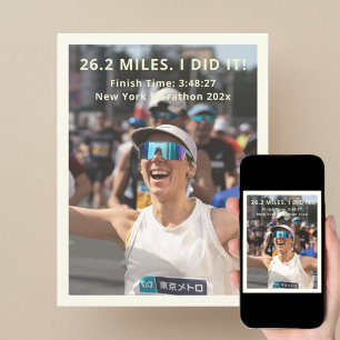 Marathon running finishing announcement greeting