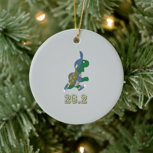 Marathon Turtle Runner in Blue Ceramic Ornament (Tree)