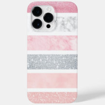 Marbal and Pink glitter iPhone 14 Pro Max case