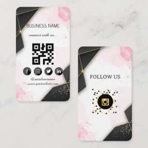 Marbel Black-Gold Social Media QR Code Business Card
