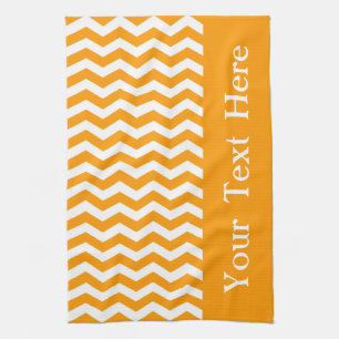 Marbella Orange Wave Chevron customizable Kitchen Towel