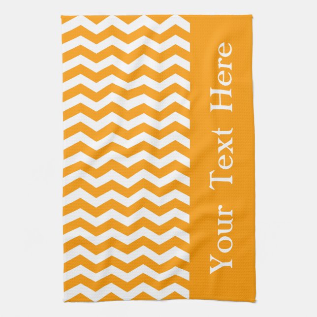 Marbella Orange Wave Chevron customizable Kitchen Towel (Vertical)