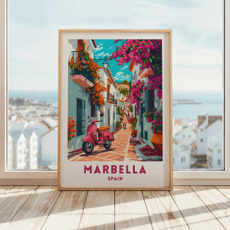 Marbella Spain Travel Print Poster Wall Art