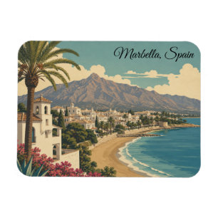Marbella Spain Travel Vintage Mediterranean Beach Magnet