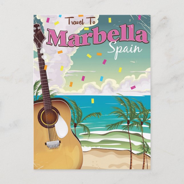 Marbella Spanish vintage holiday poster Postcard (Front)