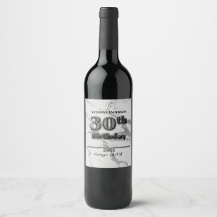Marble 30th Birthday Wine Label